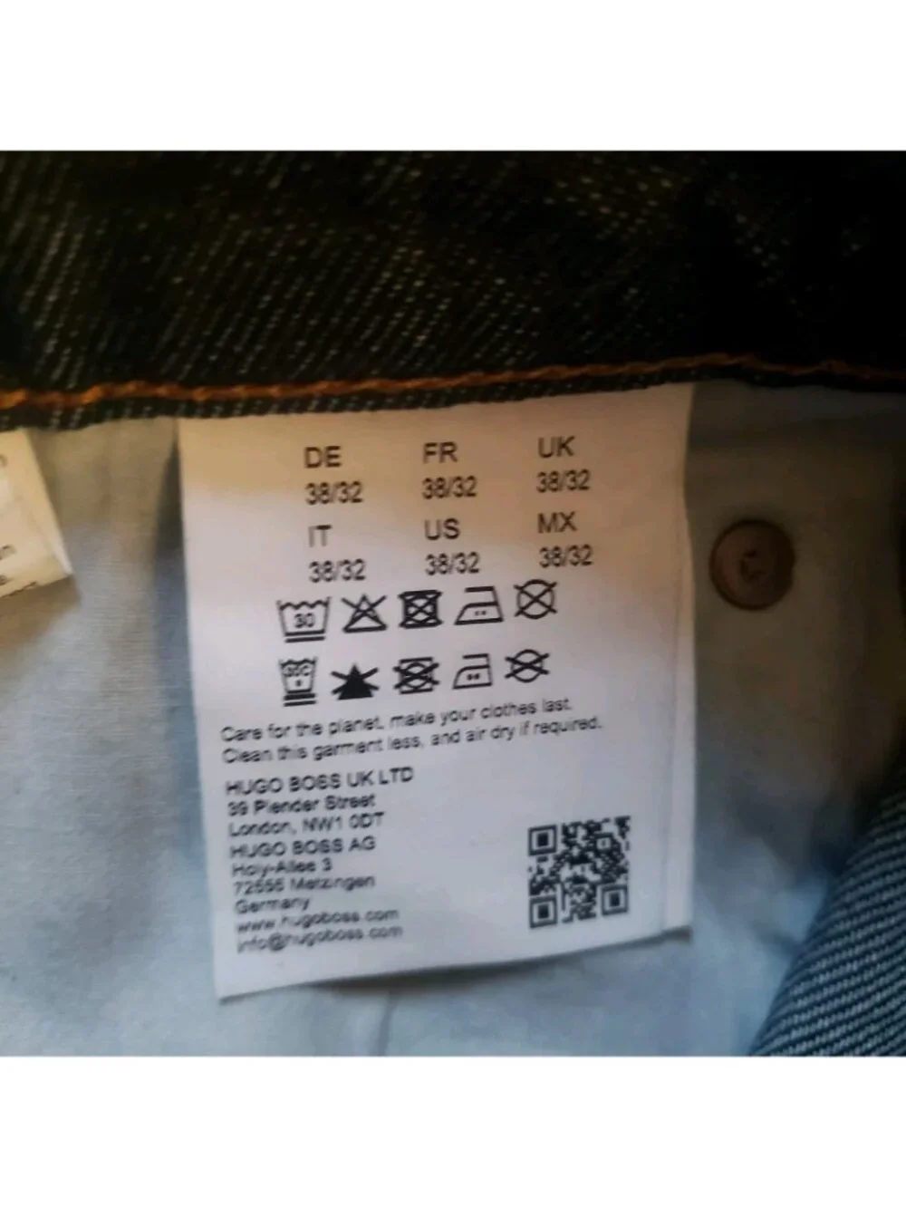 NWT Hugo Jonah Straight Leg Dark Blue Denim Jeans 38×32 50511484